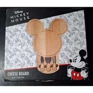 Disney Mickey Mouse Wood Cheese Board & Tool Set by Picnic Time New Open Box